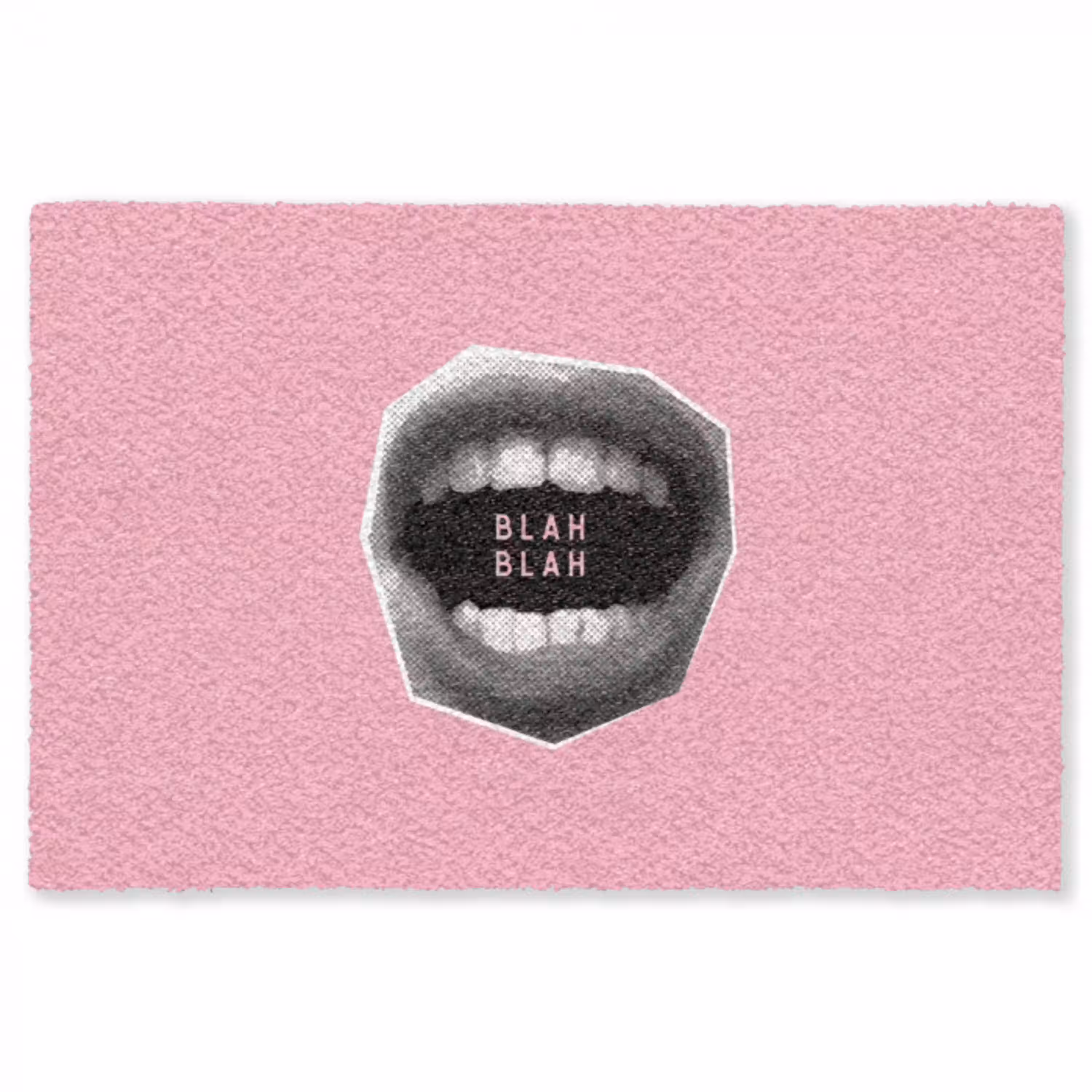 Mond - BLAH BLAH - Roze Vloerkleed Rechthoek klein -3d