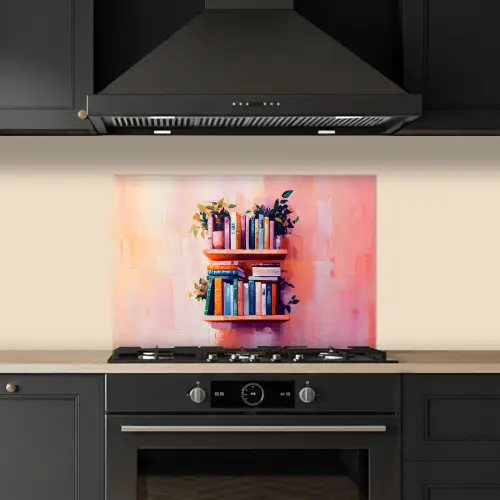 Planken - Boeken - Bladeren keuken achterwand spatscherm klein -sfeer1