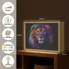 Leeuwenkop - Felgekleurd - Abstract Light Box met batterij (Wandlamp) middel -USP_websiteoverzichtNL