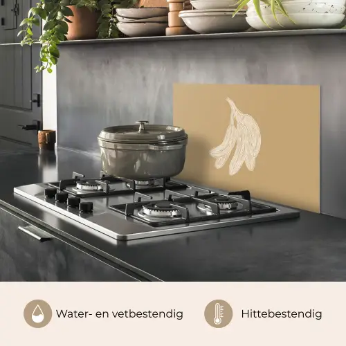 Bananen - Beige - Lijntekening - Minimalistisch keuken achterwand spatscherm klein -usp_NL