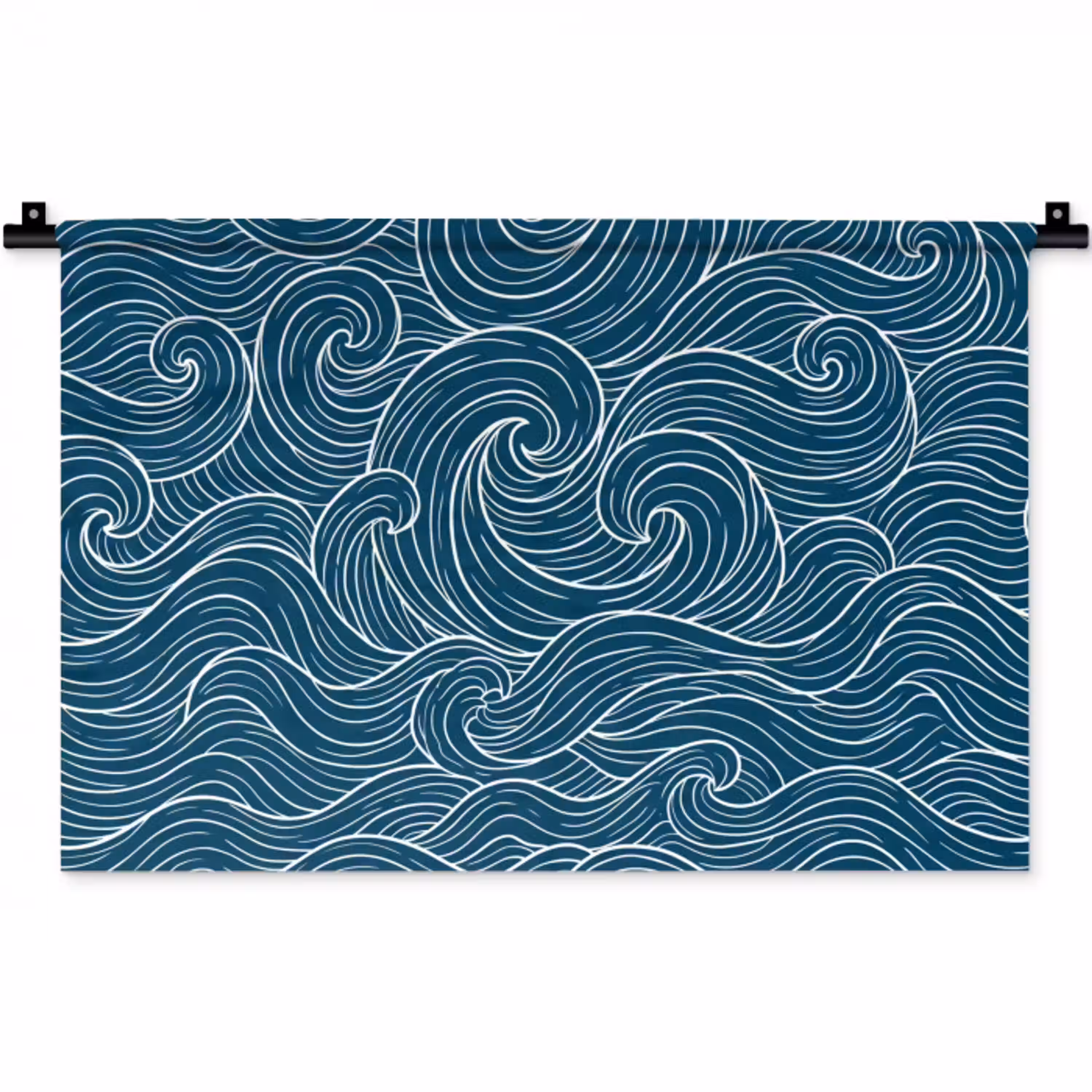 Golven - Spiraal - Water - Abstract - Blauw Wandkleed katoen klein -zz3d