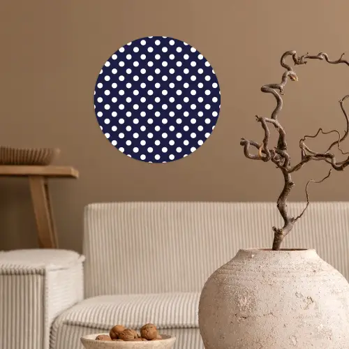 Oceaan - Stippen - Blauw - Wit Wandcirkel behangsticker klein 186 -sfeer1