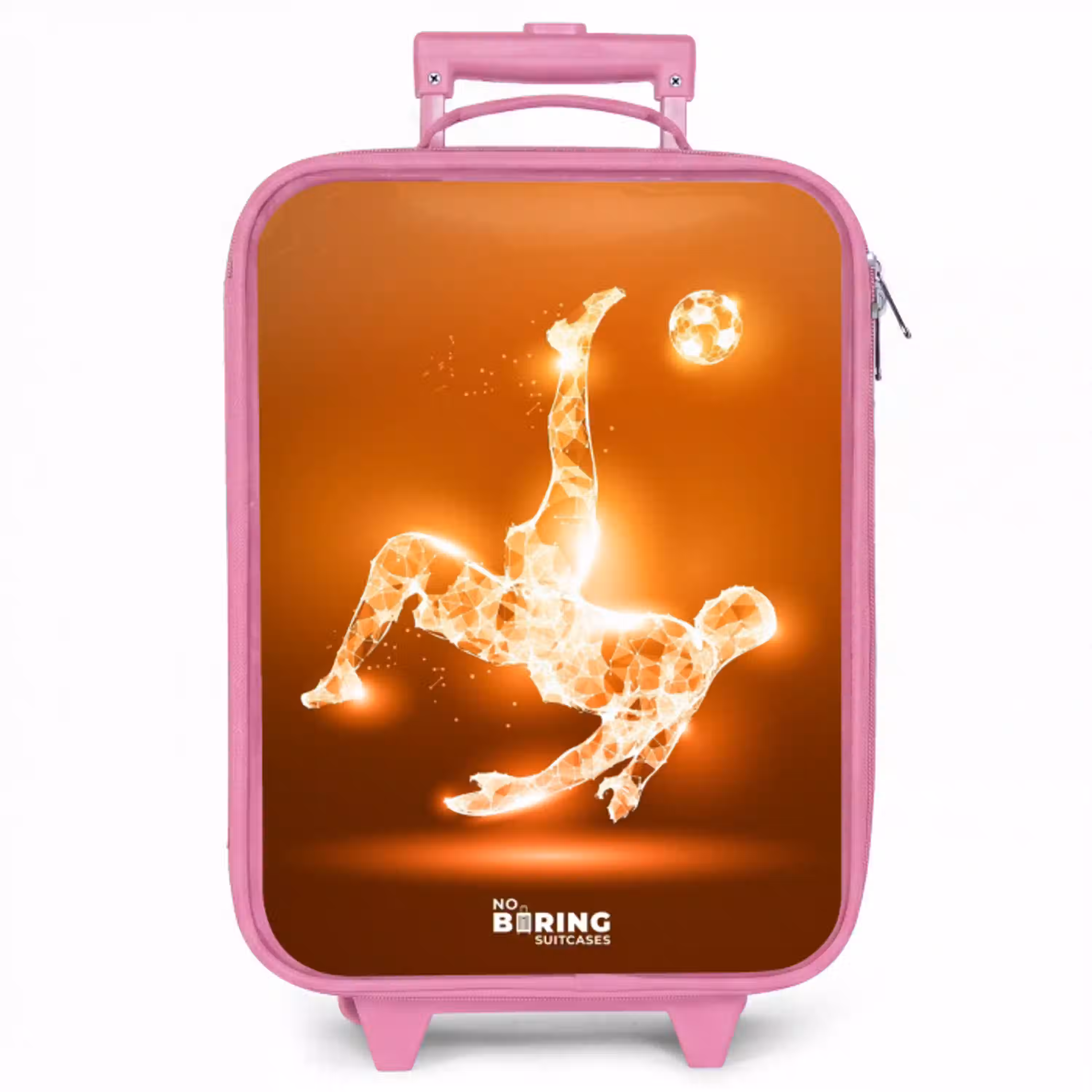 Oranje lichtvoetballer in zweefmoment Kinderkoffer - Roze klein -zzz_website3d
