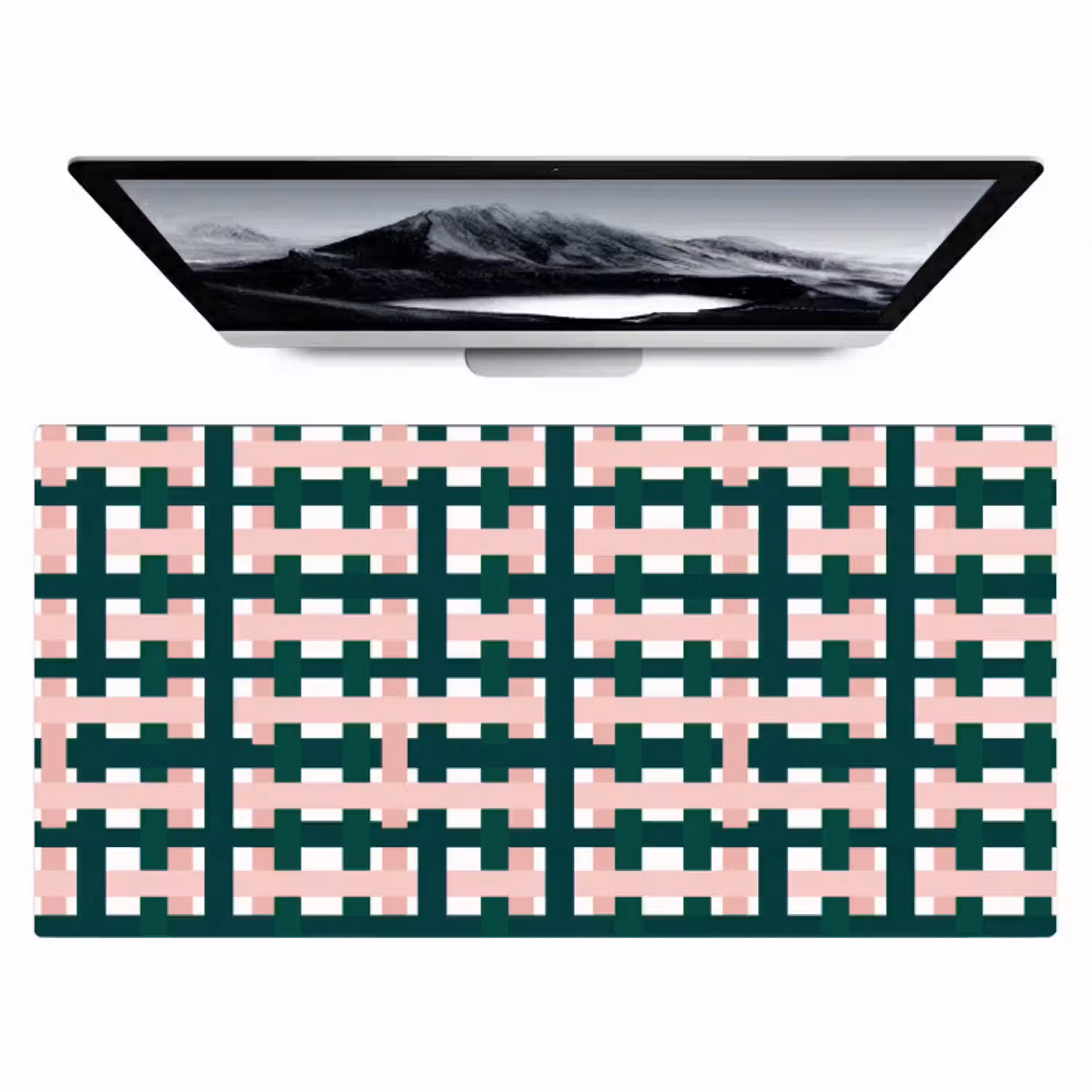 Vlechtpatroon - Groen - Roze - Grafisch Muismat XXL klein 681 -zzz3d