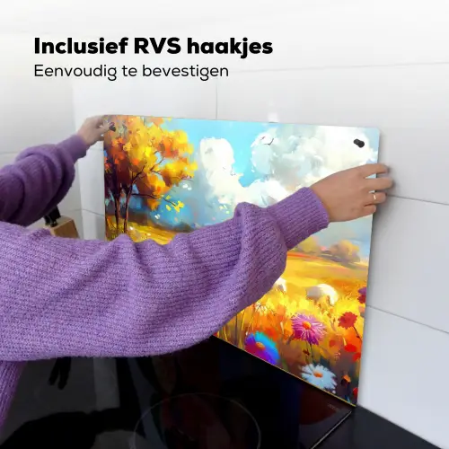 Schaap - Weide - Bloemen Inductie beschemer met haakjes klein -ky-ophangen-nl