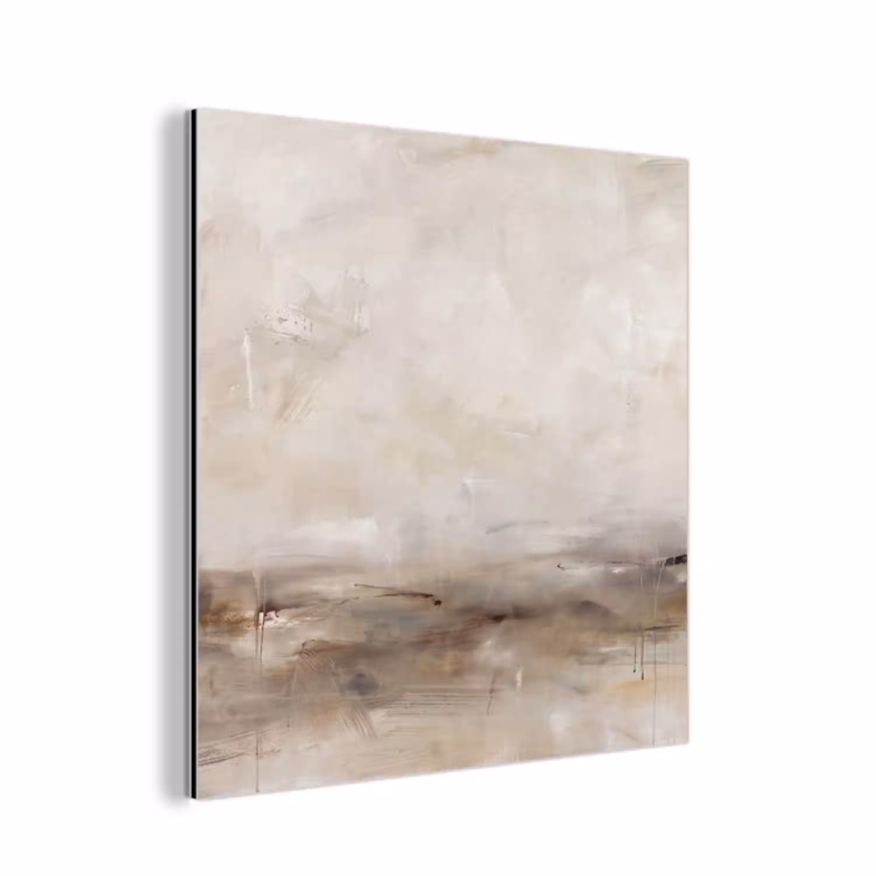 Abstrakt - Landschap - Modern - Beige - Kunst aluminium wit klein -3d