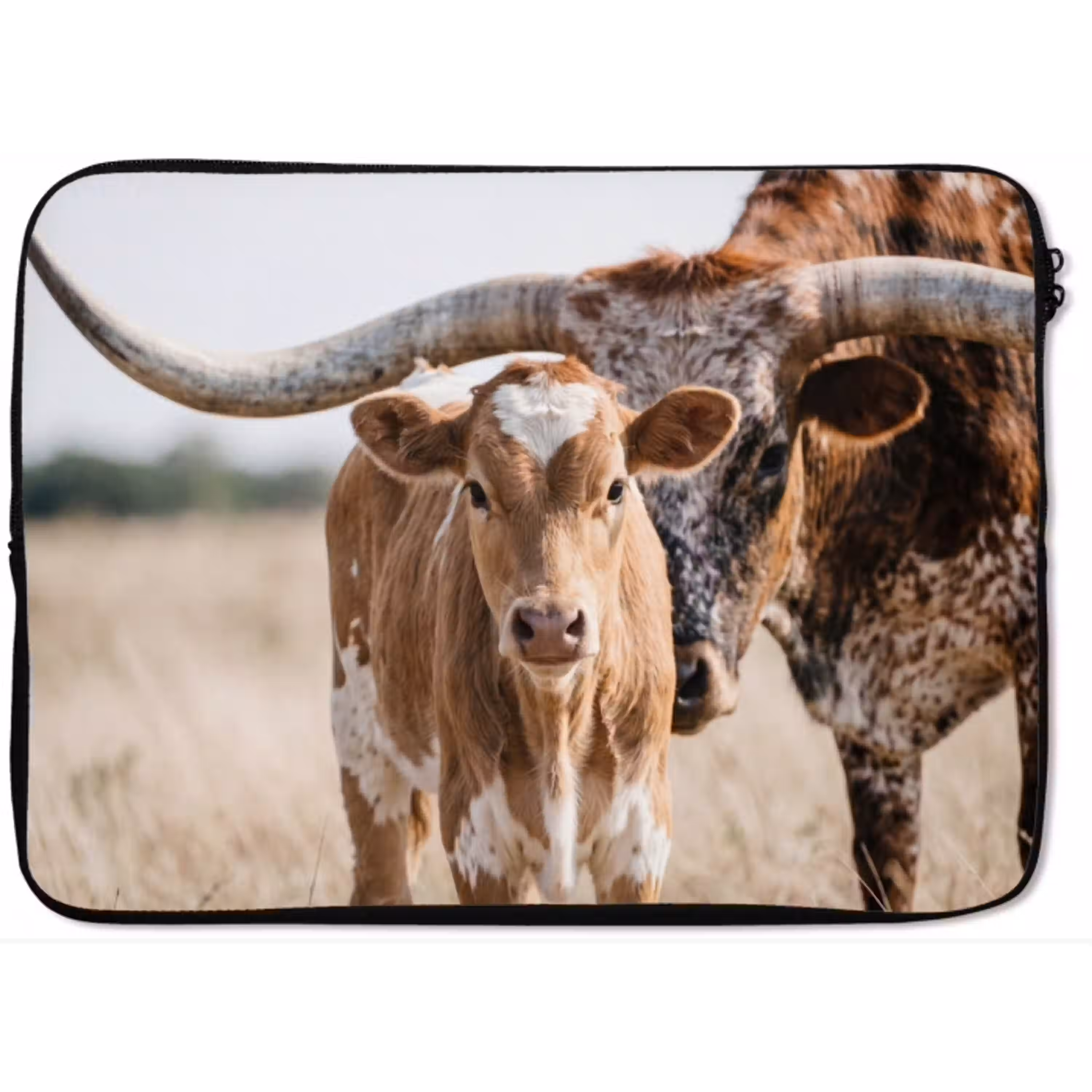 Texas Longhorn - Kalf - Weide - Dieren laptophoes neopreen klein -zkaufland3dotto