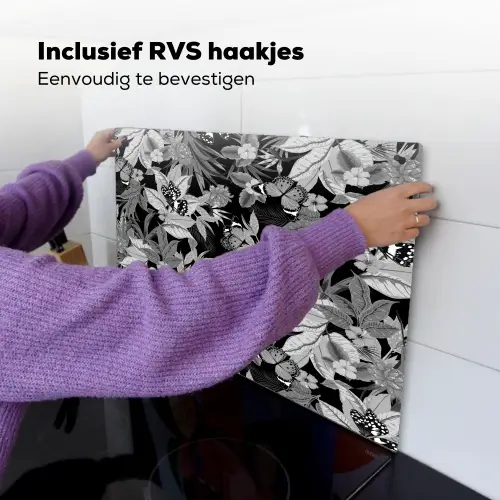 Zomer - Vlinder - Zwart - Grijs Inductie beschemer met haakjes klein 777 -ky-ophangen-nl