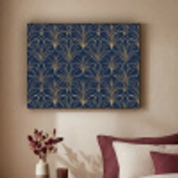 Deco - Waaier - Blauw Textielframe zwart klein 947 -sfeer1