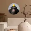 Chimpansee - Badeend - Grijs Wandcirkel kunststof plaat 5mm dik klein -sfeer1