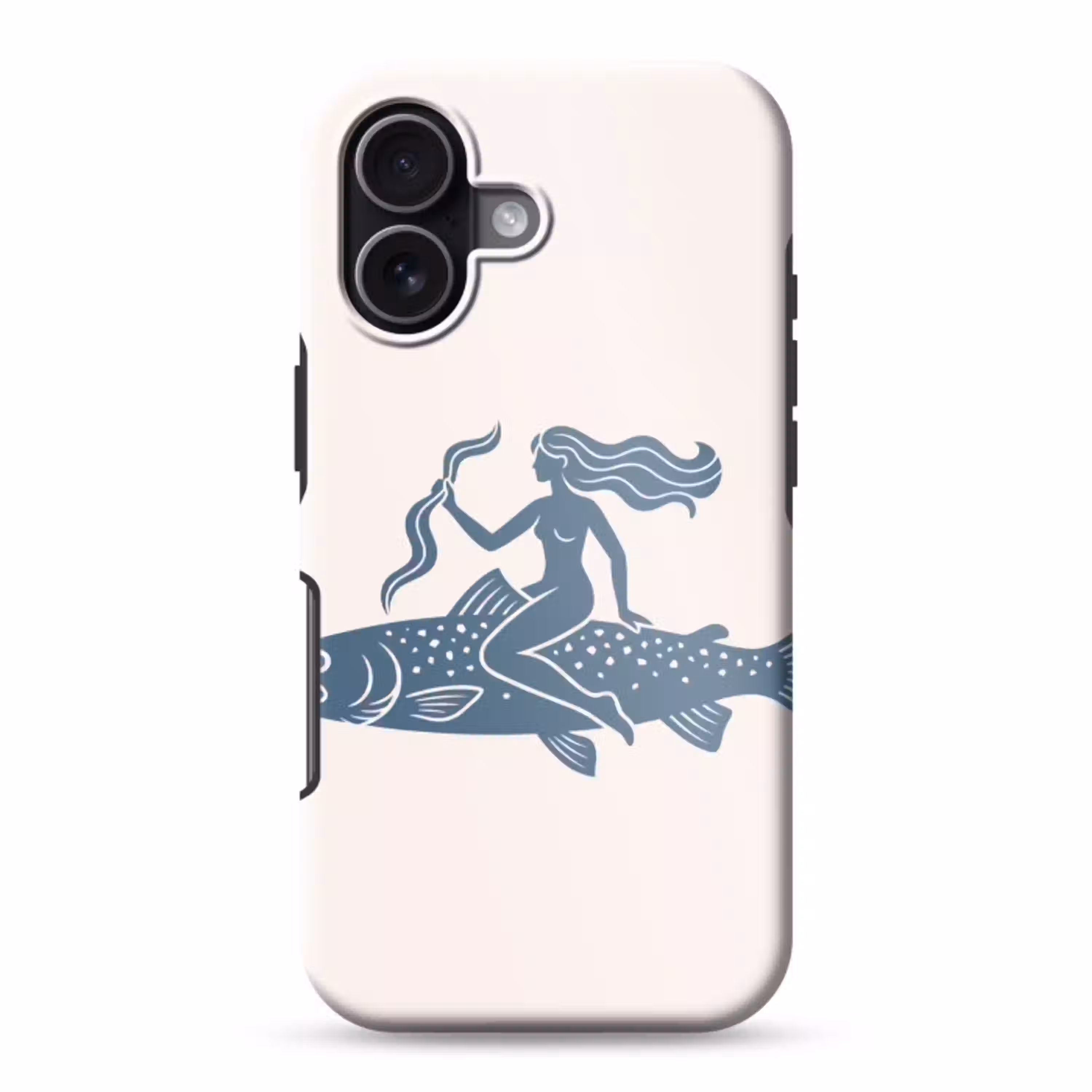 Vrouw - Vis - Fantasie - Abstract - Blauw Toughcase MagSafe Apple iPhone 17 klein -3d