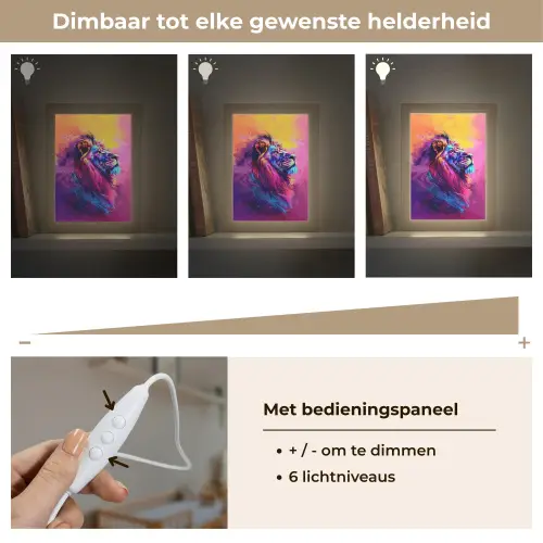 Leeuw - Verf- Kleuren - Dier Light Box met kabel klein -USP_dimbaarNL