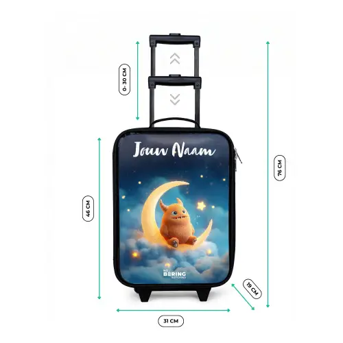 Oranje monster op maansikkel Kinderkoffer - Zwart klein -productfoto_formaten