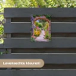 Doorkijk - Bloemen - Pad - Natuur tuinposter los doek klein -sfeer3