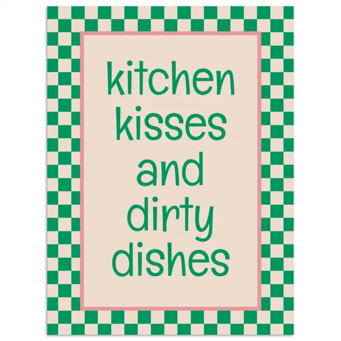 Quote - Groen - Geblokt - Keuken poster papier klein -3d