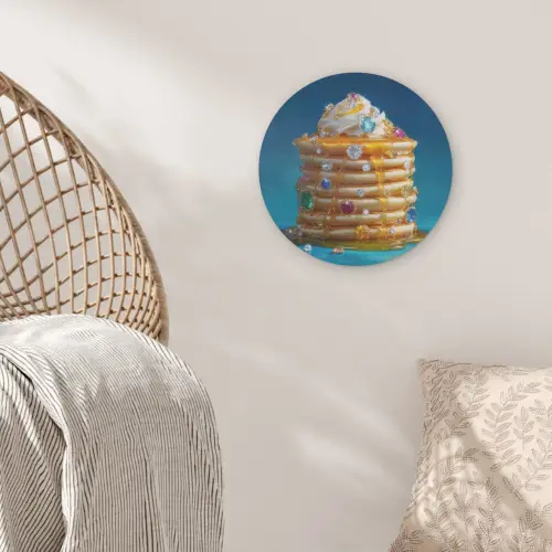 Pannenkoeken - Steentjes - Glitter - Slagroom Akoestische PET Vilt - Rond klein -sfeer4