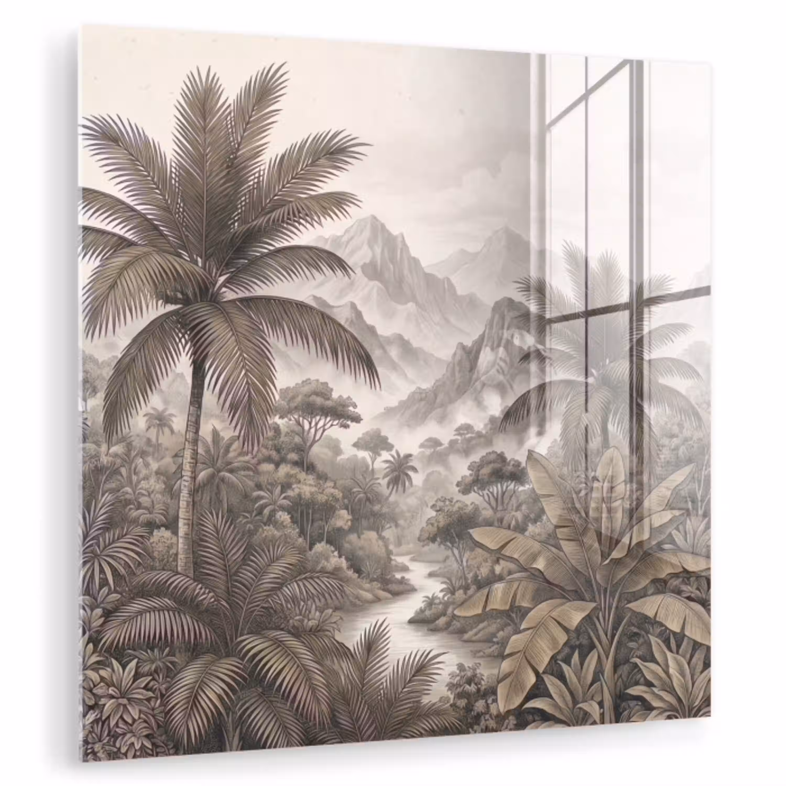 Natuur - Bergen - Rivier - Tropisch - Vintage plexiglas 5mm klein -zzzproduct_nieuw