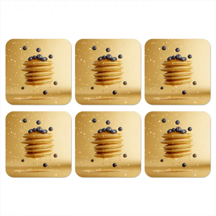 Pannenkoeken - Eten - Honing - Geel onderzetter kurk middel -3d