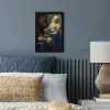 Melkmeisje - Kunst - Panterprint - Vermeer - Schilderij - Oude meesters fotolijst zwart zonder passe partout klein -sfeer3