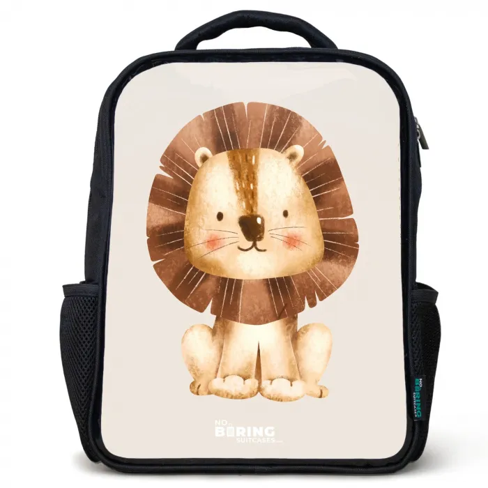 Leeuw illustratie met beige achtergrond Rugzak - Zwart middel -3d