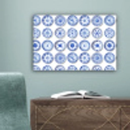 Borden - Bloemen - Patroon - Blauw canvas 2cm klein 34 -sfeer4