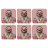 Luiaard - Bloemenprint - Bril - Roze onderzetter kurk middel -3d
