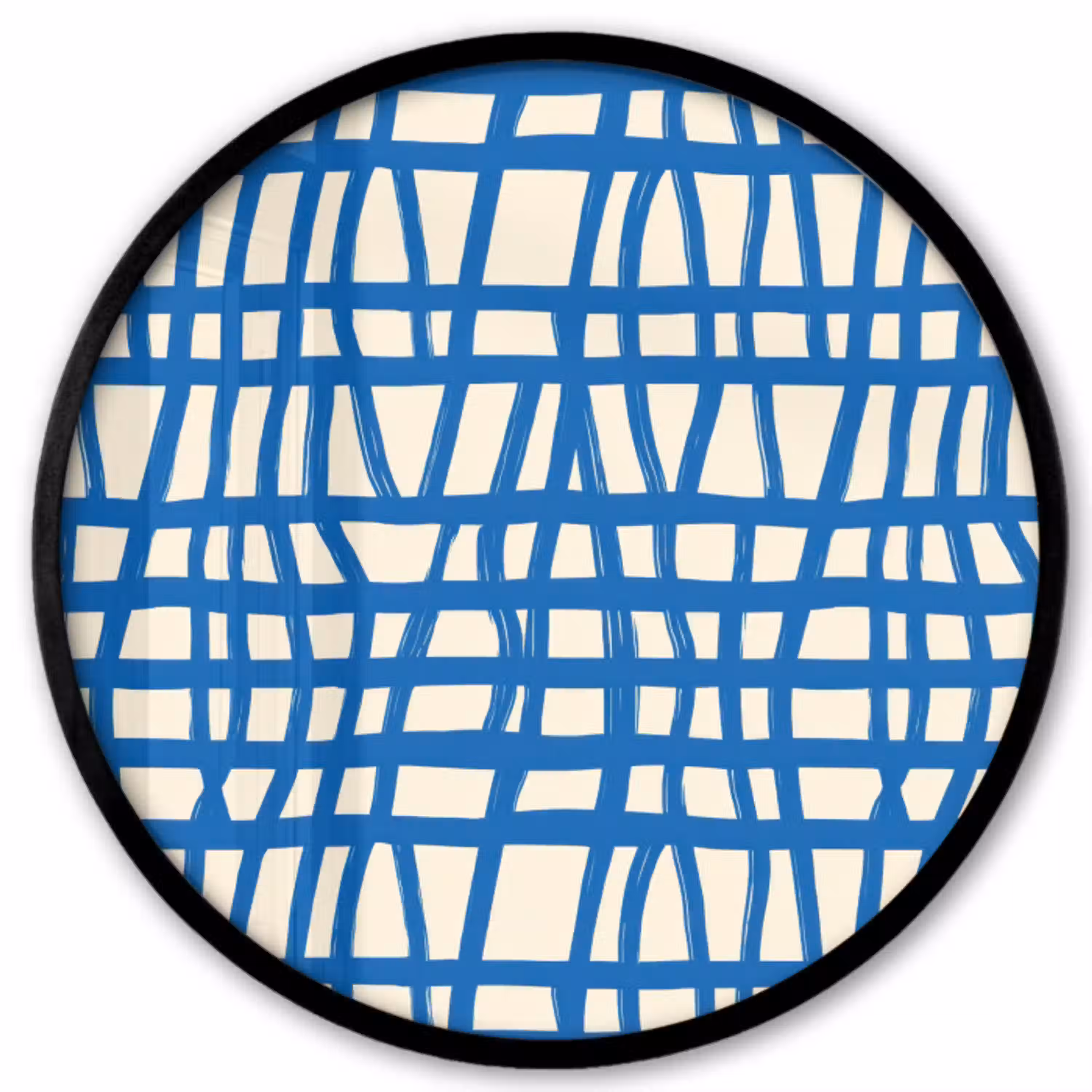 Ruitpatroon - Blauw - Crème Fotolijst rond zonder passe partout klein 856 -3d