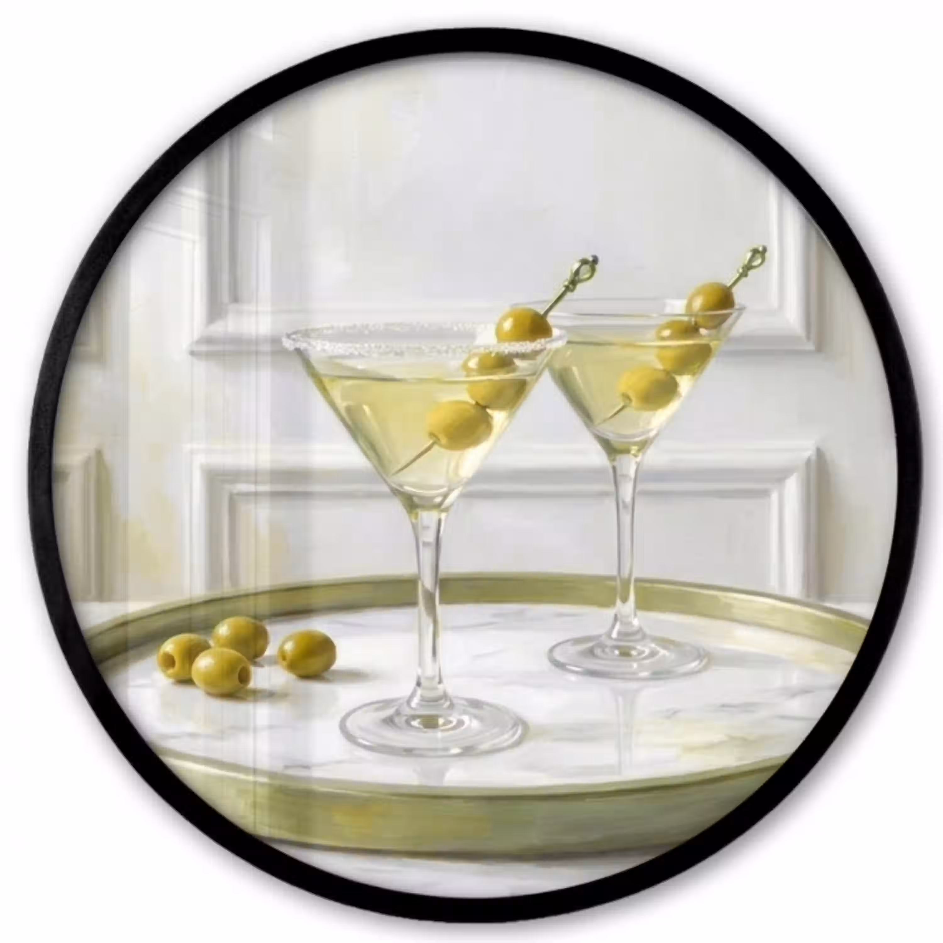 Drank - Martini - Olijven - Modern - Wit Fotolijst rond zonder passe partout klein -3d