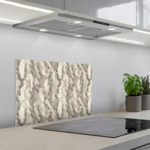 Slang - Patroon - Taupe keuken achterwand spatscherm klein 900 -3d_schuin