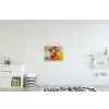 Retro - Vrouw - Kopje - Vlinders textielposter latten blank klein -kinderkamer