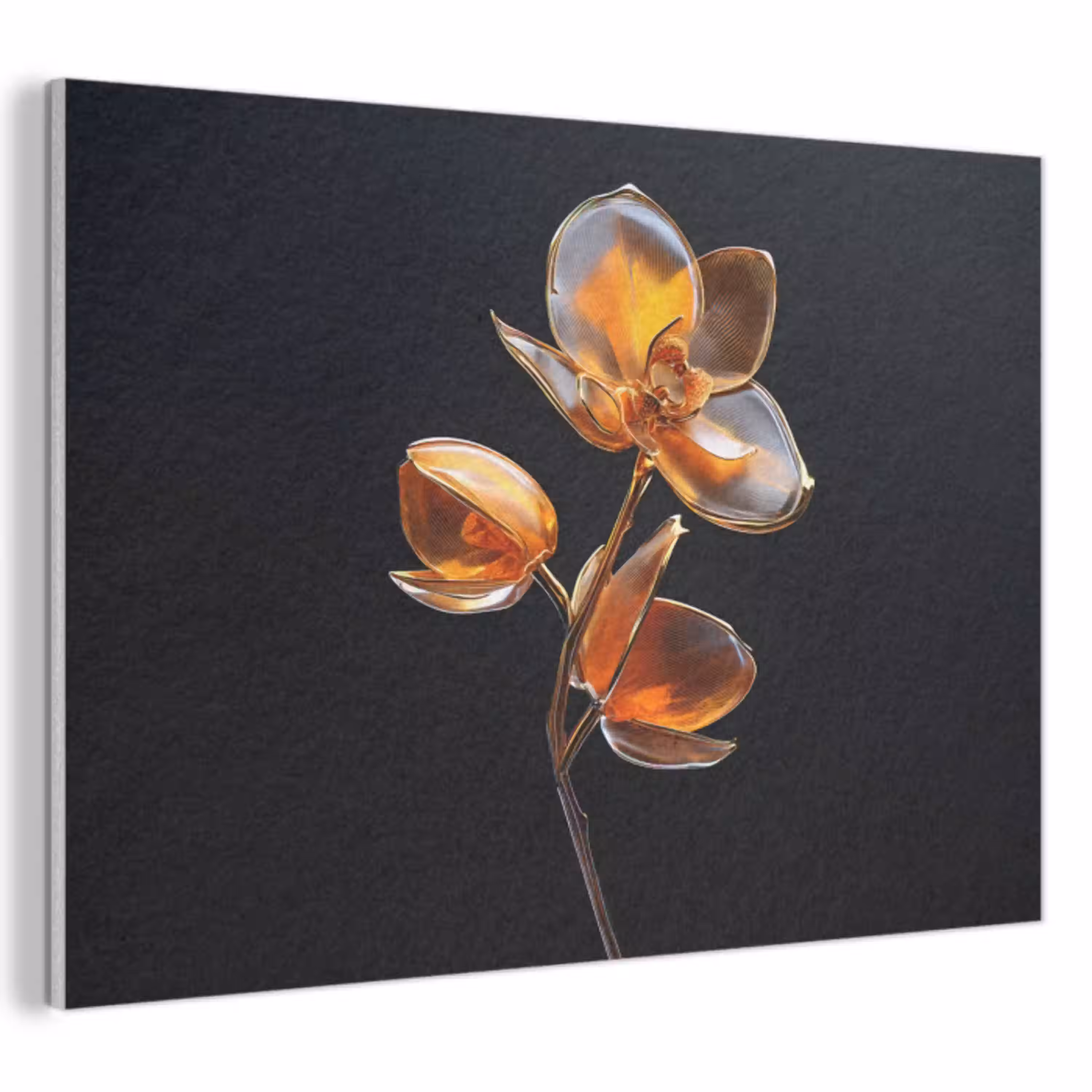 Bloem - Orchidee - Oranje PET vilt klein -3d