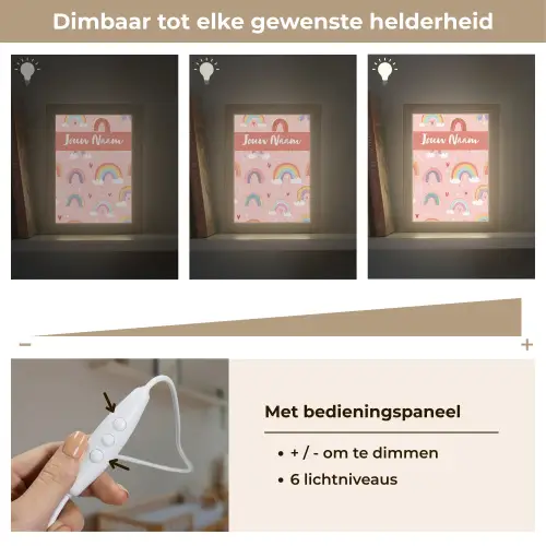 Regenboog - Patroon - Pastel Light Box met kabel (Kinderlampje) klein -USP_dimbaarNL