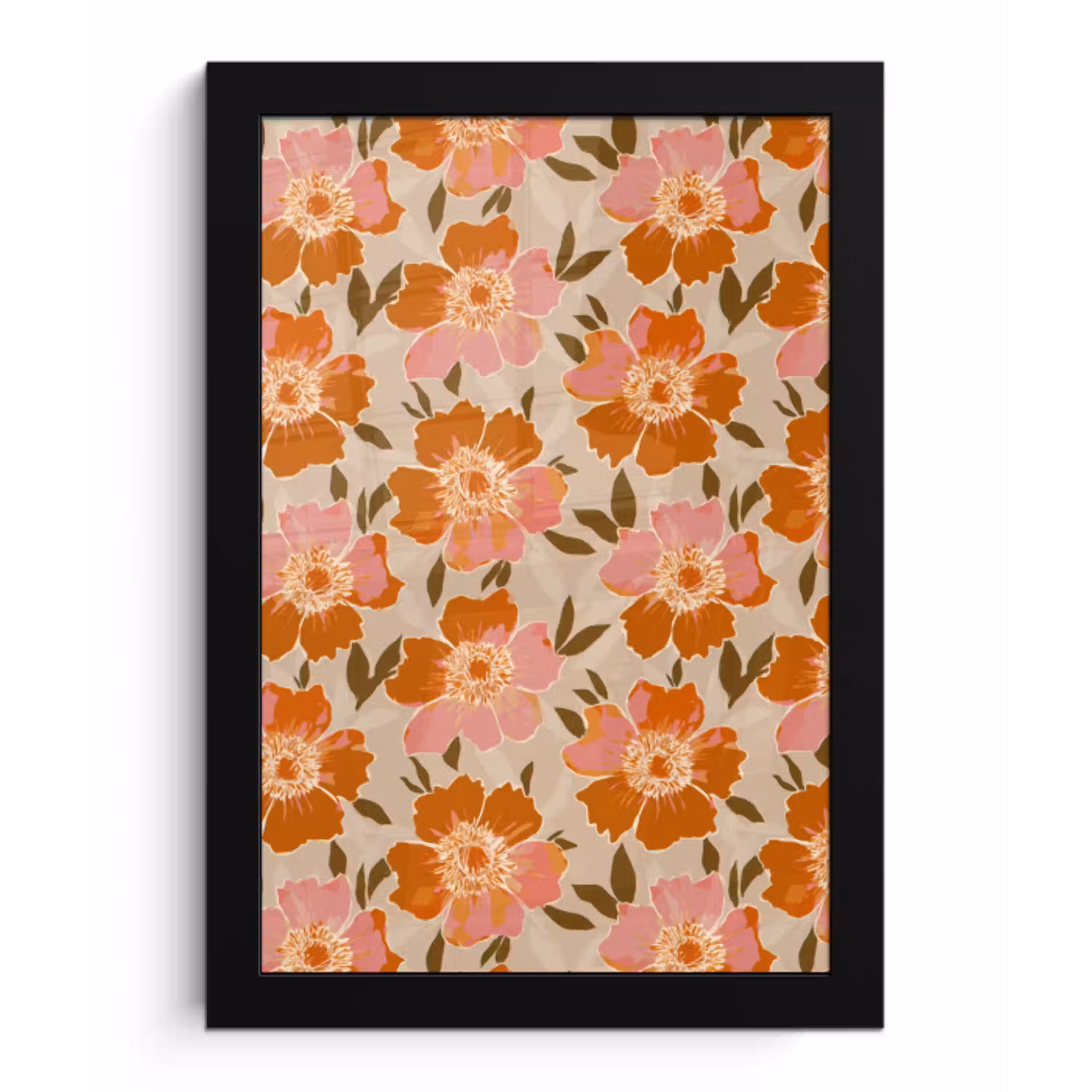 Bloemen - Motief - Retro fotolijst zwart zonder passe partout klein 224 -3d