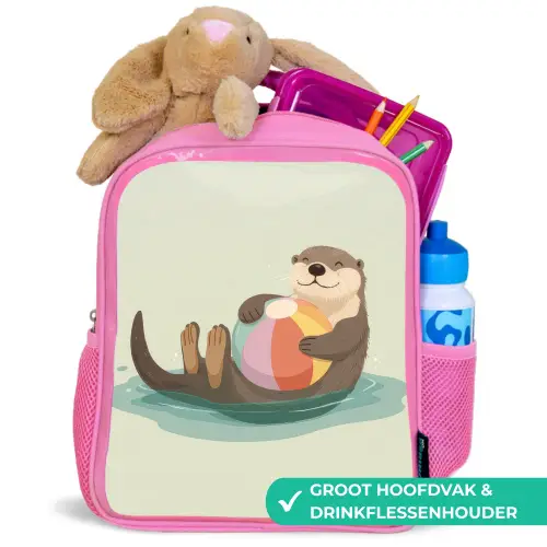 Otter - Strandbal - Kleurrijk Kinderrugzak - Roze middel -inhoud_NL