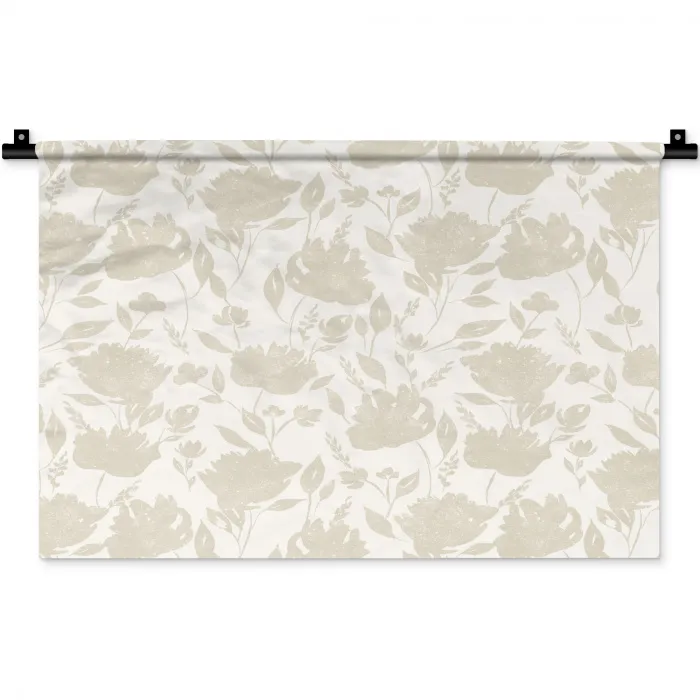 Bloemenpatroon - Silhouet - Wit Wandkleed katoen klein 269 -zz3d