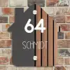 Hout en antraciet - Modern Naambord Huisje klein -sfeer6