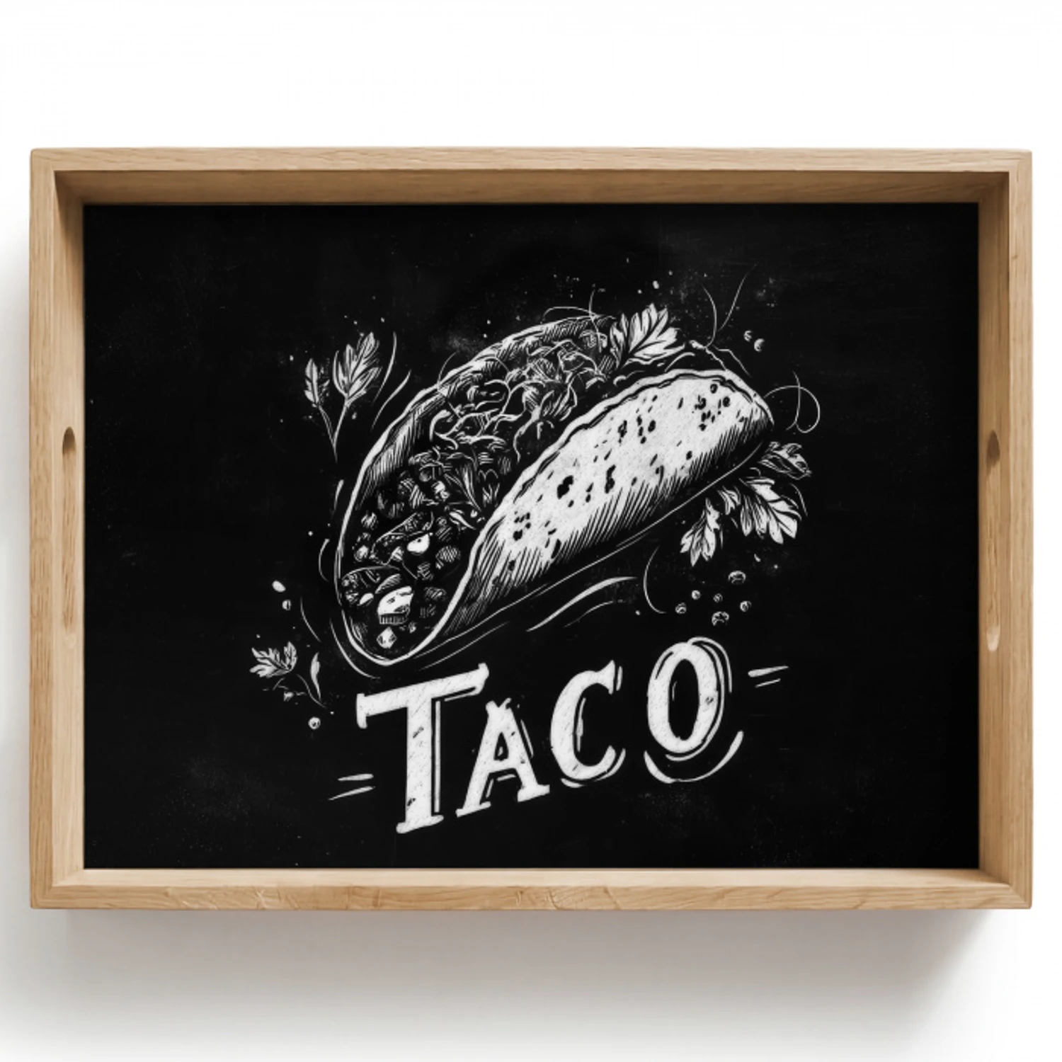 Taco - Kruiden - Witte krijtstijl - Tekst Dienblad Rechthoek middel -z3d_shopping
