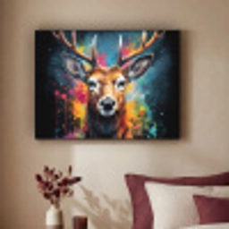 Hert - Graffiti - Dieren - Kleuren Textielframe zwart klein -sfeer1