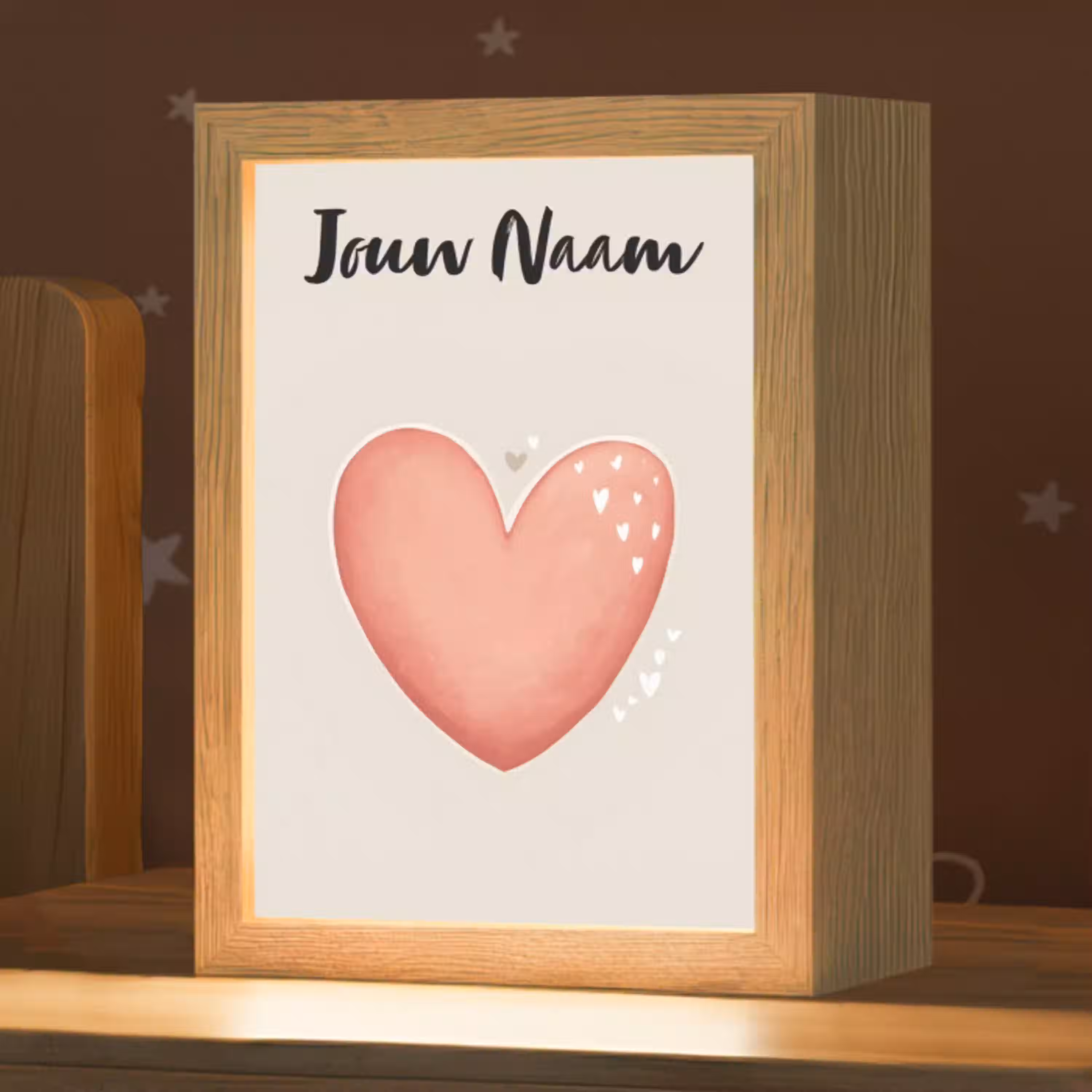 Hart - Rood - Minimalistisch Light Box met kabel (Kinderlampje) klein -zzz_3d_website