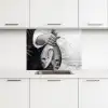 Vissen - Chef - Zwart - Wit keuken achterwand 2 middel -3d