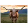 Longhorn - Landschap - Zonsondergang poster papier klein -3d