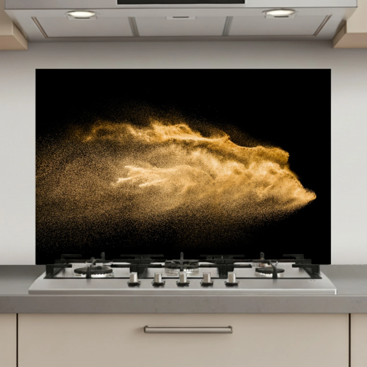Zand - Goud - Zwart - Luxe - Kunst keuken achterwand spatscherm klein -3d_website