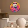 Kimono - Roze - Panda - Bloemenkroon Akoestische PET Vilt - Rond klein -sfeer1