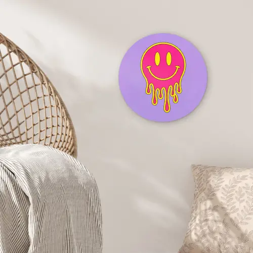 Smiley - Drip - Neon Wandcirkel kunststof plaat 5mm dik klein -sfeer5