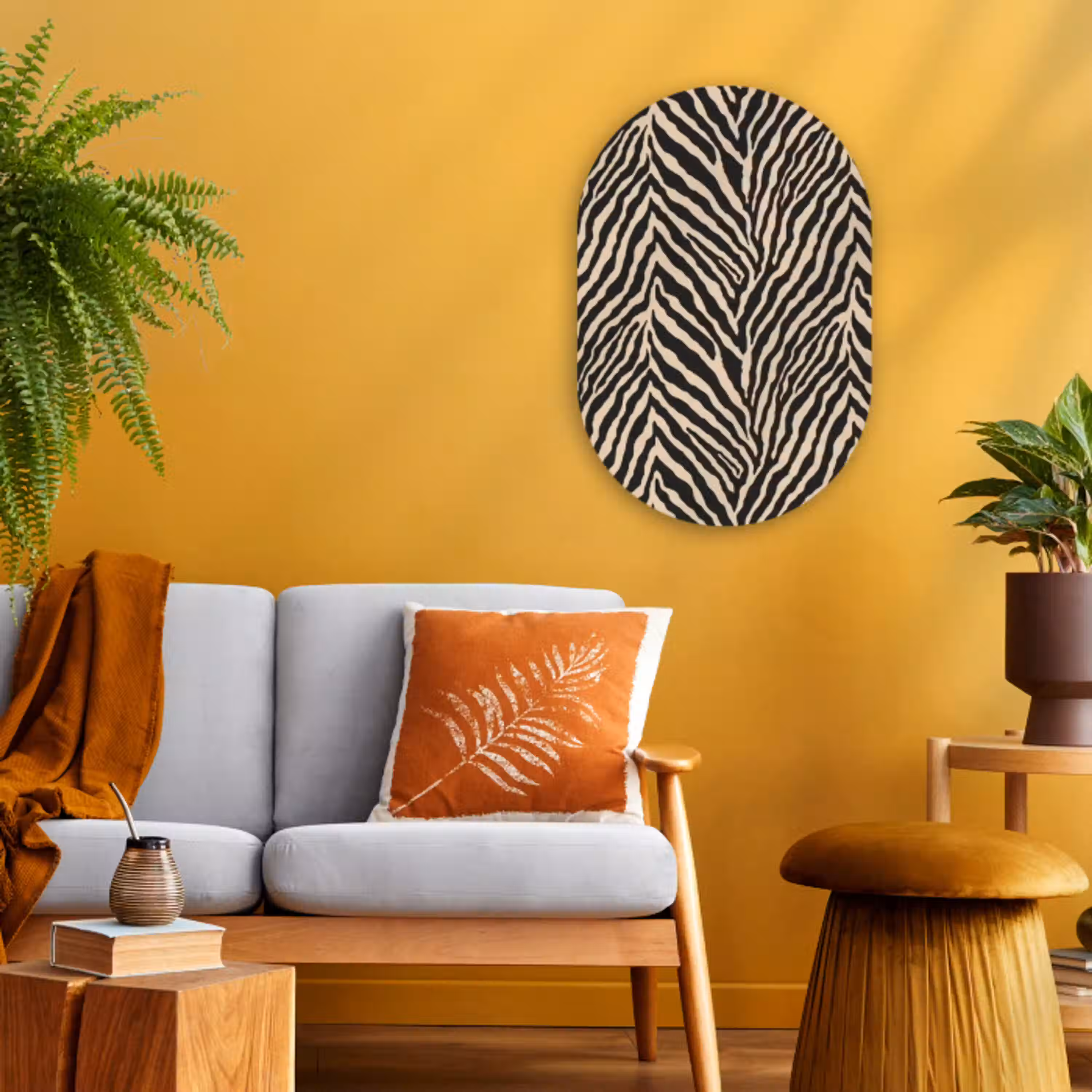 Zebra - Klassiek - Zwart Wandcirkel Ovaal Forex klein 630 -sfeer4
