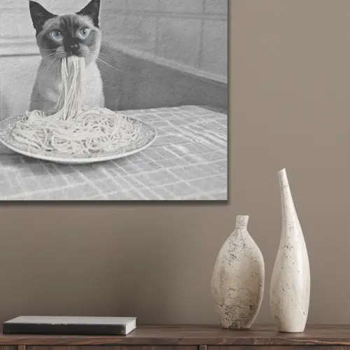 Kat - Siamees - Zwart Wit - Schattig - Dieren PET vilt klein -sfeer6_closeup