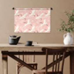 Kraanvogels - Bloesem - Roze Wandkleed katoen klein 269 -sfeer6