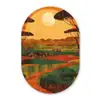 Landschap - Afrikaans - Zon Wandcirkel Ovaal Glas middel -3d