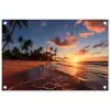 Palmbomen bij Zonsondergang tuinposter los doek klein -3d