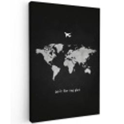Vliegtuig - Quote - Wereldkaart Tuinposter op houten frame 2 cm dik middel -3d